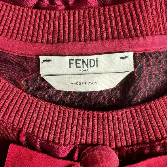 FENDI Red Crew Neck Button-Up Top, Small/US4/IT40 SRP: $830 - Picture 7 of 10